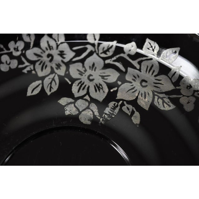 Metal Vintage Rockwell Black Amethyst Glass Creamer Sugar Set Sterling Silver Overlay For Sale - Image 7 of 14