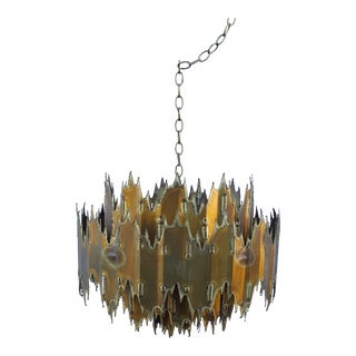 1960s Tom Greene Brutalist Brass Chandelier For Sale