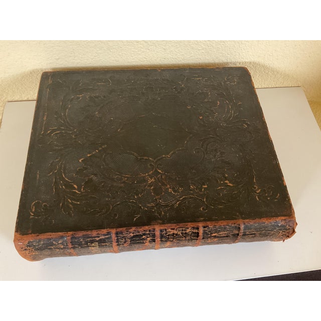 Mid 19th Century Holy Bible With a Leather Embossed Binding/Cover Circa 1851 For Sale - Image 11 of 12