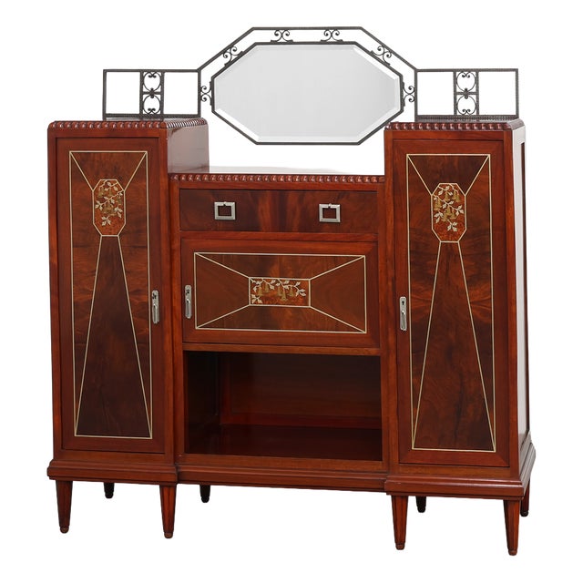 Art Deco Marquetry Cabinet from De Coene Freres, Belgium, 1920s For Sale