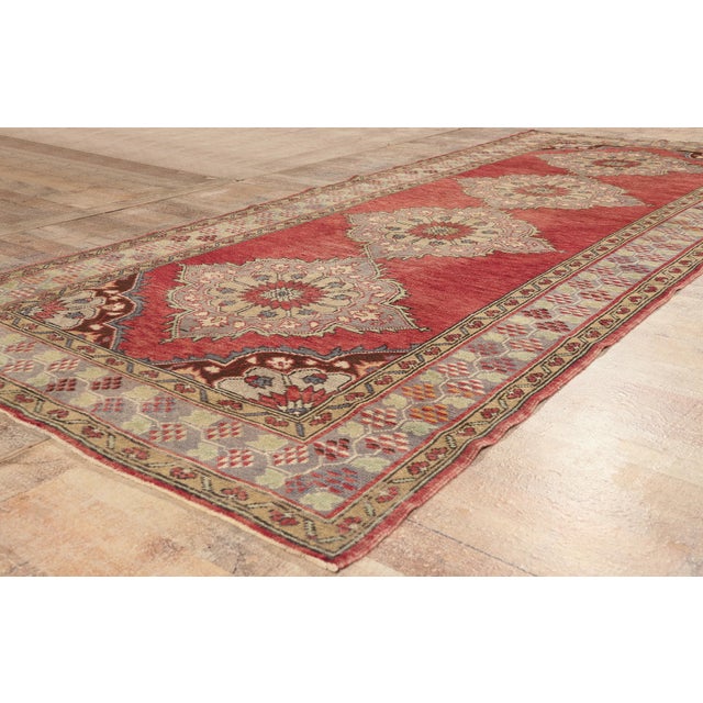 Red Vintage Turkish Oushak Rug, 04'10 X 11'03 For Sale - Image 8 of 10