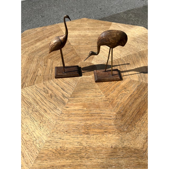 1970s Wood and Brass Cranes - Set of 2 For Sale - Image 4 of 6