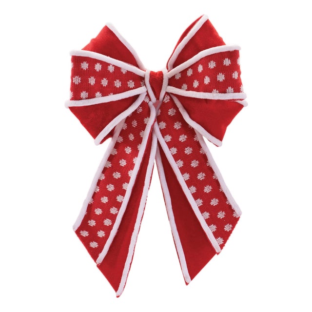 Polka Dot Bow Ornament (Set of 2) For Sale