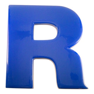 Vintage Industrial Blue Auto "R" Sign For Sale