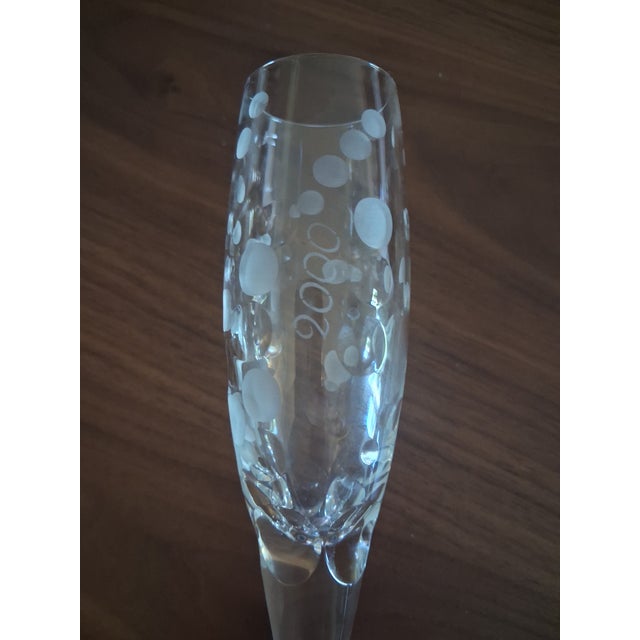 1990s 1990s Royal Doulton Millennium 2000 Crystal Champagne Flutes Celebration Set of 2 For Sale - Image 5 of 6