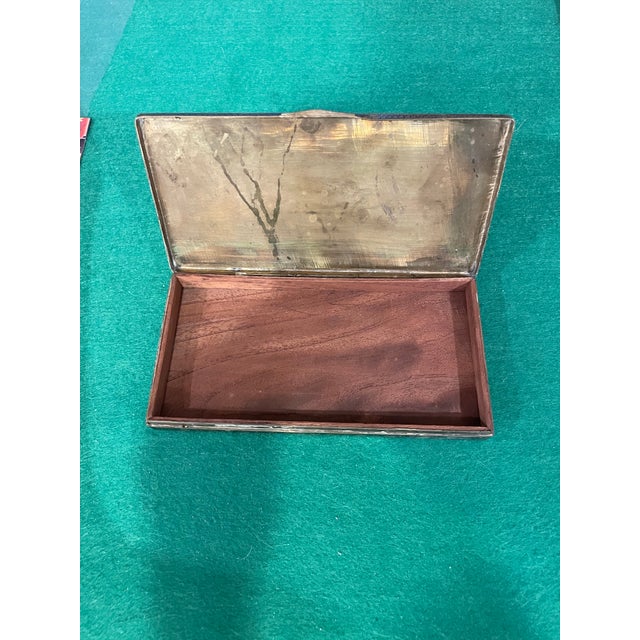 Vintage Brass and Enamel Etched Box For Sale In New York - Image 6 of 8