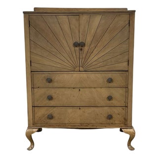 English Art Deco Walnut Sideboard, 1930s For Sale