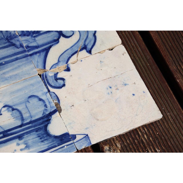 Tile Mural Panel Depicting a Baroque Jardinière With Flowers, Portuguese, 18th Century For Sale - Image 4 of 12