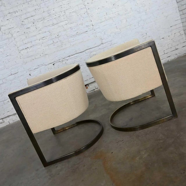 Metropolitan Furniture Modern White & Vintage Plate Tub Chairs by Jules Heumann a Pair For Sale - Image 6 of 13