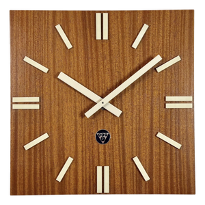 Vintage Brown Wooden Wall Clock from Pragotron, 1980s