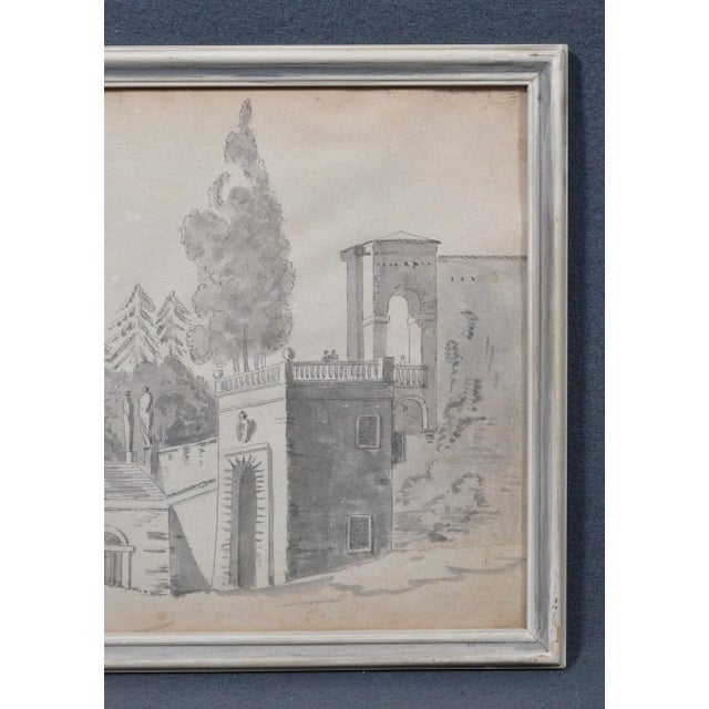Early 19th Century Constant Bourgeois Du Castelet (1767–1841) Pair of Ink Wash Drawings — Views of Palaces in the Roman Countryside For Sale - Image 17 of 17