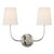 Thomas O'Brien for Visual Comfort Signature Vendome Double Sconce in Polished Nickel with Linen Shades For Sale