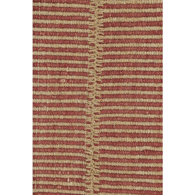 Rug & Kilim’s Contemporary Kilim in Beige and Red Textural Stripes For Sale In New York - Image 6 of 7