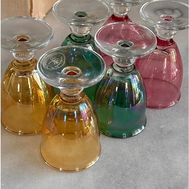 Vintage Italian Cordial Glasses – Jewel Tone Set of 6, Labeled, in Original Box For Sale In New York - Image 6 of 10