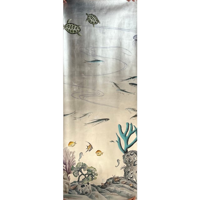 If you love the look of De Gournay wallpaper but not the price, this is for you. Hand-Painted Silver Foil Underwater World...