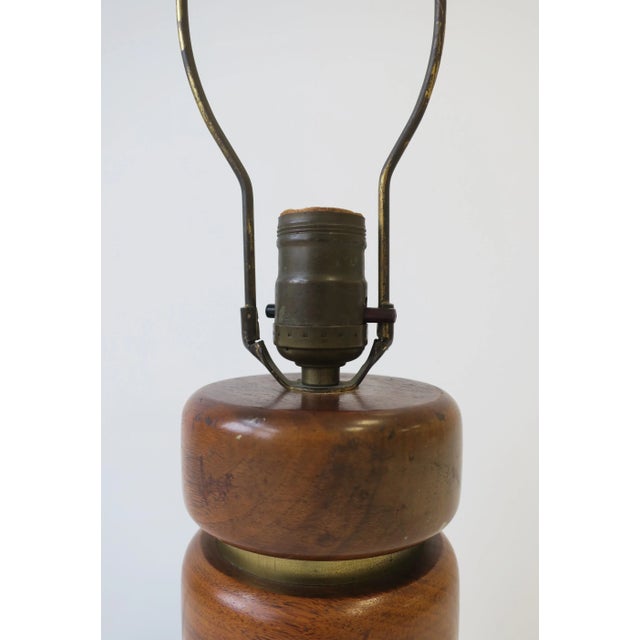 Midcentury Modern Walnut Wood and Brass Table or Desk Lamp For Sale - Image 9 of 13