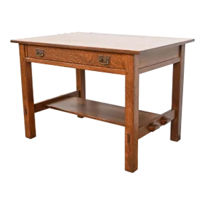 L. & J. G. Stickley Antique Mission Oak Arts & Crafts Writing Desk, Newly Refinished