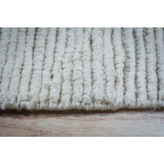 Textile 9x12 Gray Hand-Knotted Wool Striped Edge Accent Tribal Modern Carpet Rug For Sale - Image 7 of 9