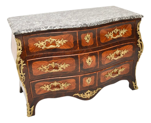 French Louis XV Commode with Marble Top by Jacques Bircklé, 1750s