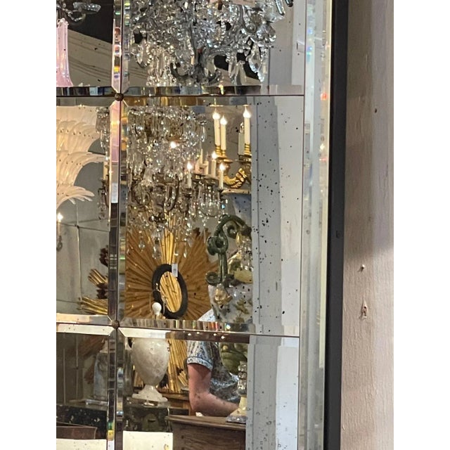 Early 21st Century Pair of Jansen Style Eglomise Sunburst Trumeau Mirrors With Beveled Glass For Sale - Image 5 of 7