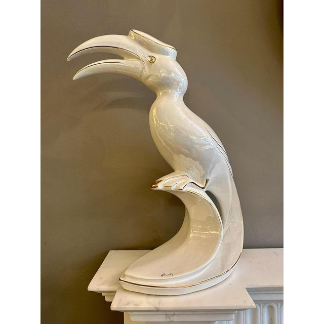 Italian Porcelain and Gilt Tropical Bird, 1980s For Sale - Image 4 of 8