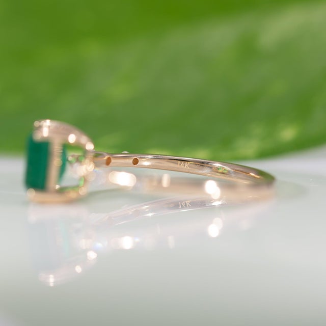 1.2Ct Zambian Emerald Ring With Earth-Mined Diamond Accents: Solid 14k Gold, Size 6.75 For Sale - Image 9 of 9