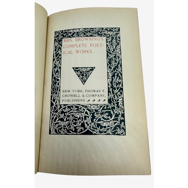 Brown Antique Poetical Works of Elizabeth Barrett Browning Complete Edition Published by Thomas Y. Crowell & Company New York 1887 For Sale - Image 8 of 12