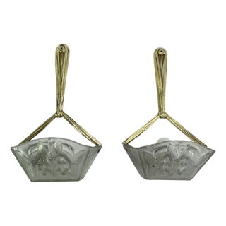 Art Deco Bronze Wall Sconces from Noverdy, 1930s, Set of 2 For Sale