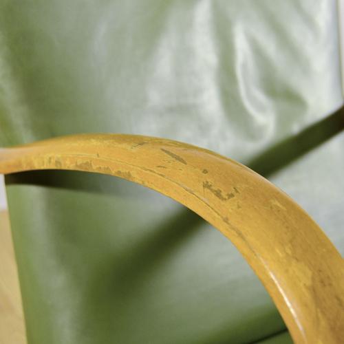 Wood Art Deco Armchairs with Beech Armrests and Spring Padding in Green Skai, 1950s, Set of 2 For Sale - Image 7 of 9