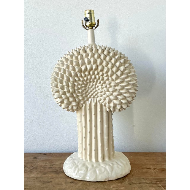 Vintage Boho Glazed Ceramic Cactus Lamp After Dickinson For Sale - Image 9 of 9