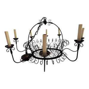 Fabulous French Basket Style Wirework Chandelier-Eight Lights