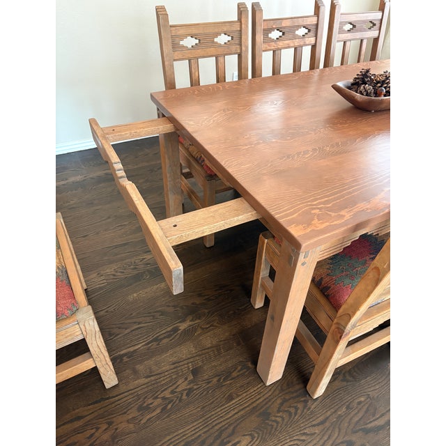Morewood and Yager Handcrafted Tao Dining Table With 8 Kilim Seats For Sale - Image 6 of 11