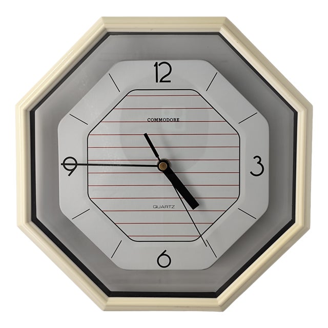 White Quartz Wall Clock by Commodore, 1990s For Sale