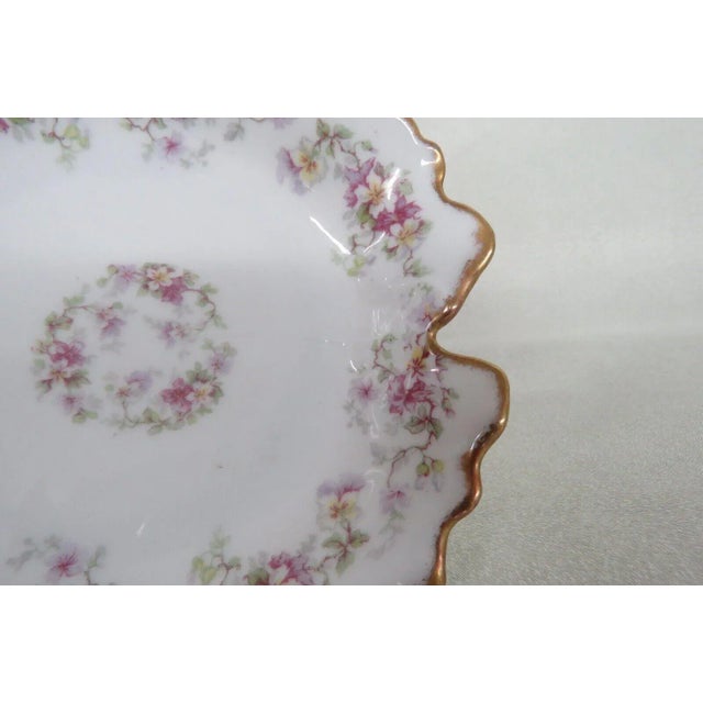Limoges France Porcelain Purple Flowers Gold Trim Leaf Shaped Trinket Dish For Sale - Image 11 of 13