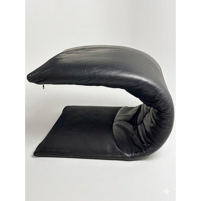 Beige Set of Vintage Leather Lounge Chair with Ottoman from Ligne Roset, 1980s For Sale - Image 8 of 9