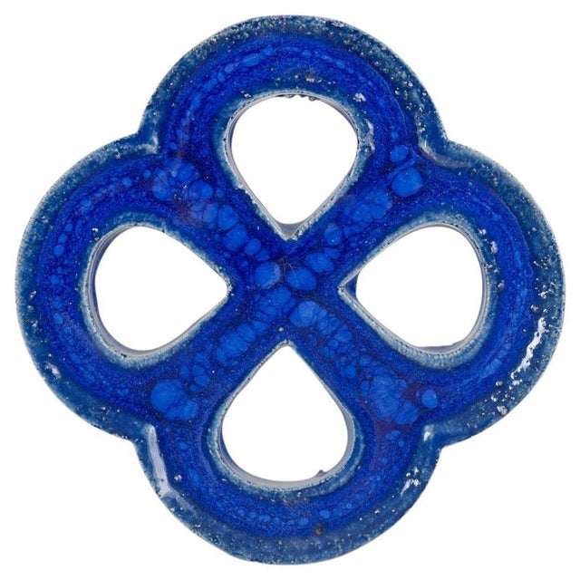 1960s Deep Blue Glazed Stoneware Wall Relief from Gustavsberg, 1960s For Sale - Image 5 of 5