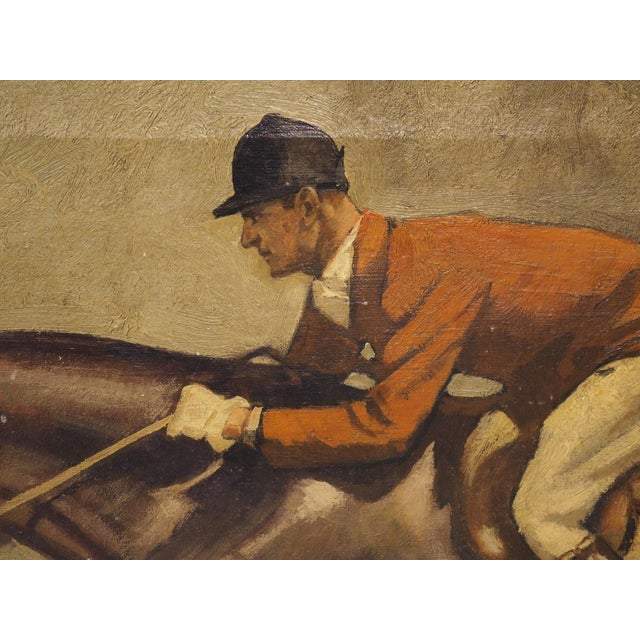 The Hunter Jumper, Early 1900s Signed European Equestrian Oil on Canvas Painting For Sale - Image 9 of 18