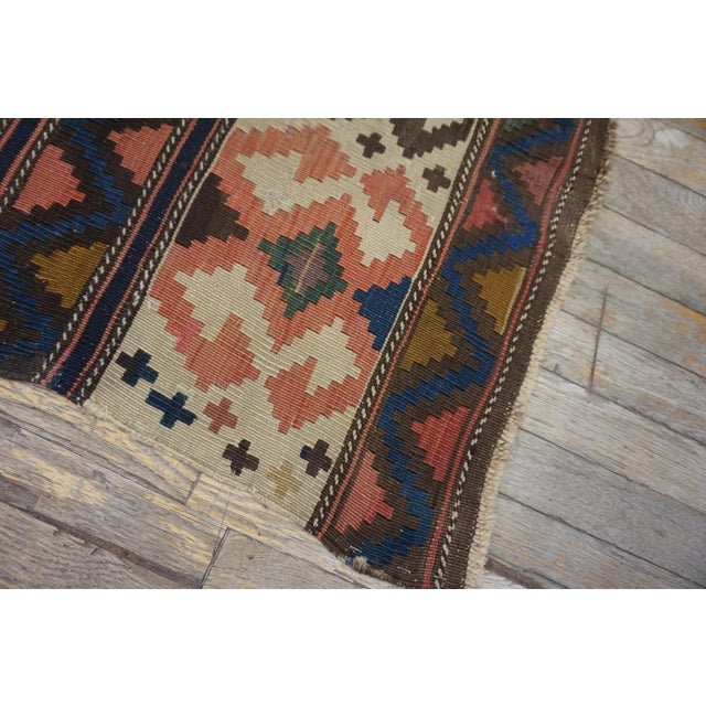 1920s Multicolor Geometric Kilim Antique Caucasian Flat-Weave Carpet 6'3" X 10' Wool Rug For Sale - Image 9 of 17