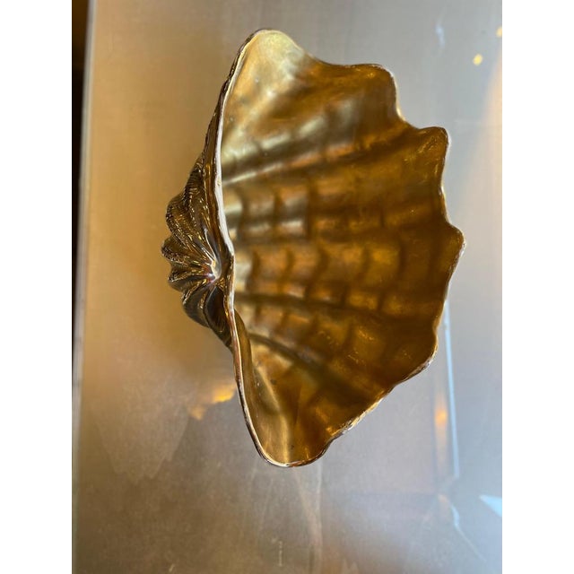 Gold White and Gold Glazed Ceramic Shell, 1970s For Sale - Image 8 of 10