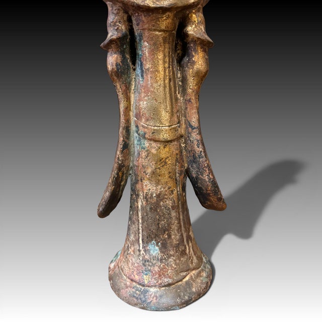 Metal Chinese Gilt Bronze Figure, Possibly Daoist, 19th Century or Earlier, 16" Tall For Sale - Image 7 of 11