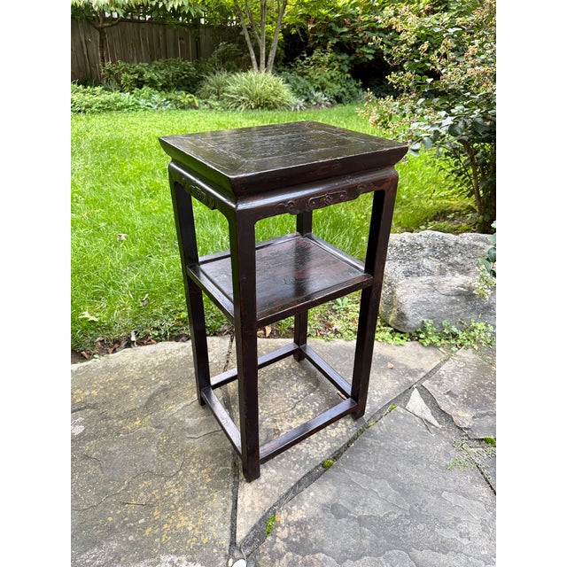 Early 20th Century Antique Chinese 2-Tier Hardwood Stand For Sale - Image 5 of 13