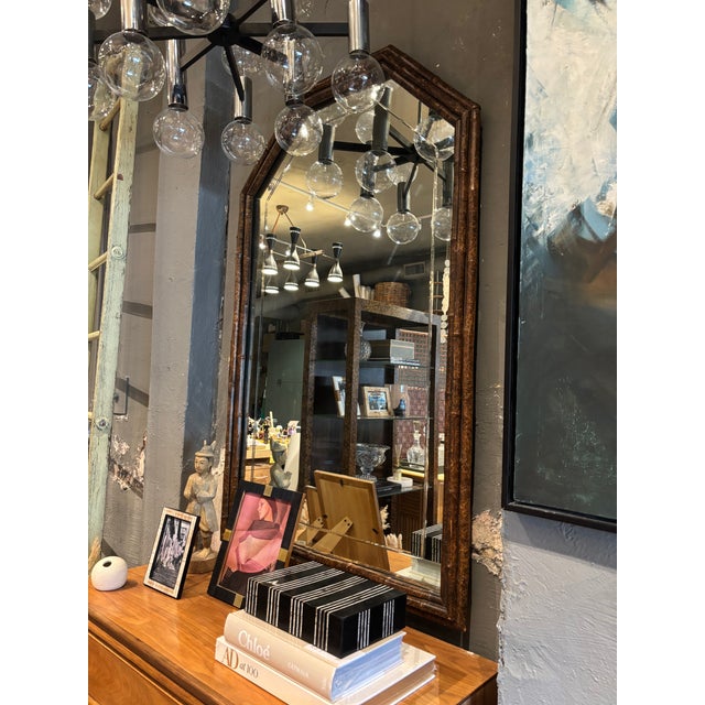 Art Deco Vintage Bamboo Beveled Mirror For Sale - Image 3 of 4