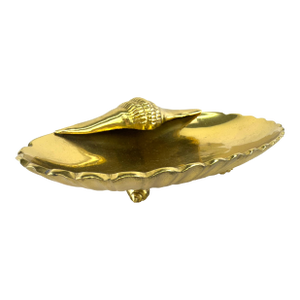 Vintage Brass Seashell Trinket Dish With Conch Detail