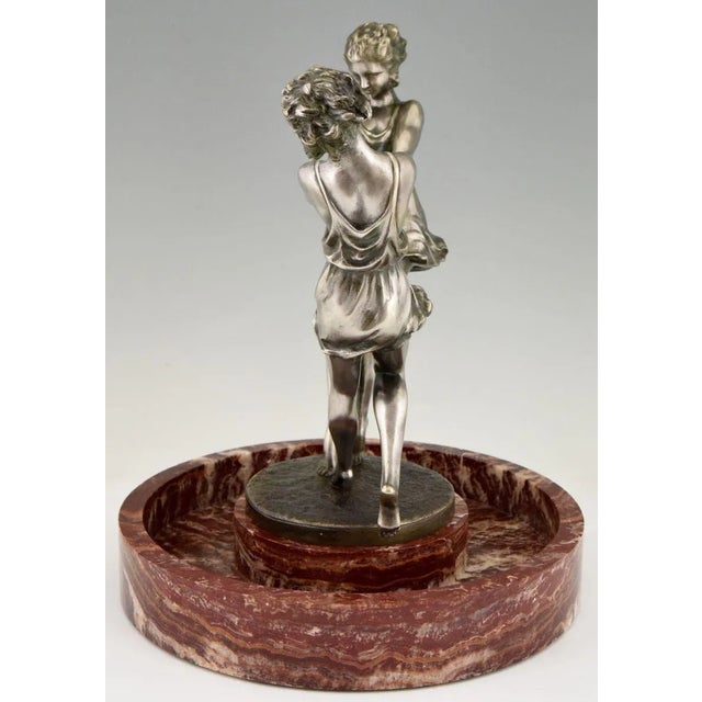 Maroon Andre Gilbert, Art Deco Centerpiece with Bronze Sculpture of Dancing Girls, France, 1925 For Sale - Image 8 of 13