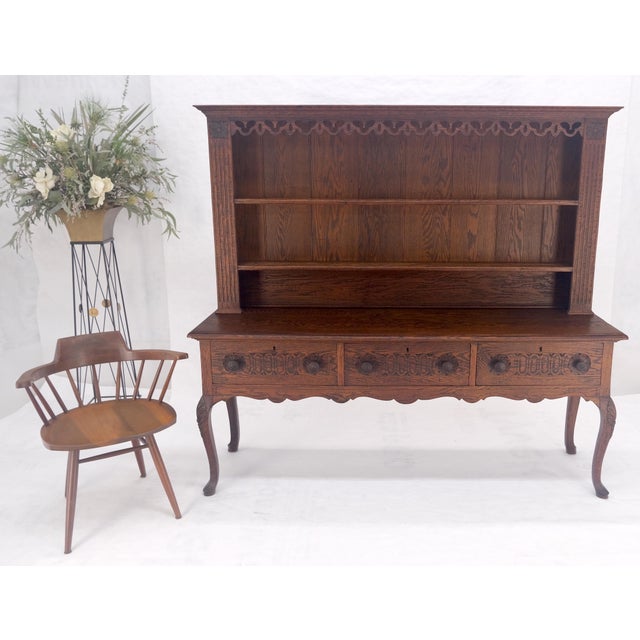 Fine Solid Carved Oak 3 Dove Tail Drawer Server Cupboard Credenza Sideboard MINT For Sale - Image 10 of 18