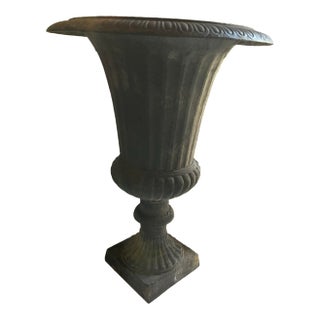 Vintage Cast Iron Classic Design Garden Planter Urn For Sale