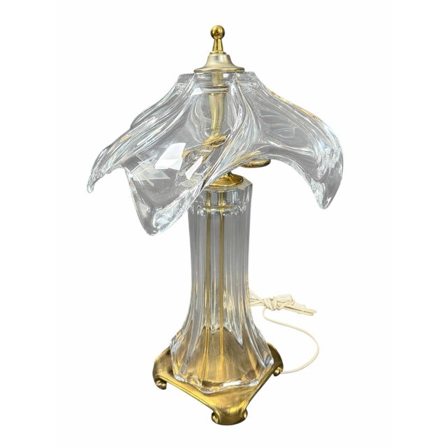 French Vintage Cofrac Art Verrier Style French Crystal Table Lamp For Sale - Image 3 of 12