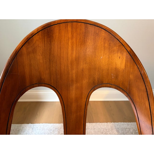 Pair of Mid-Century Michael Taylor for Baker Mahogany Spoonback Slipper Chairs – Original Black Leather & Brass Tacks For Sale - Image 11 of 14