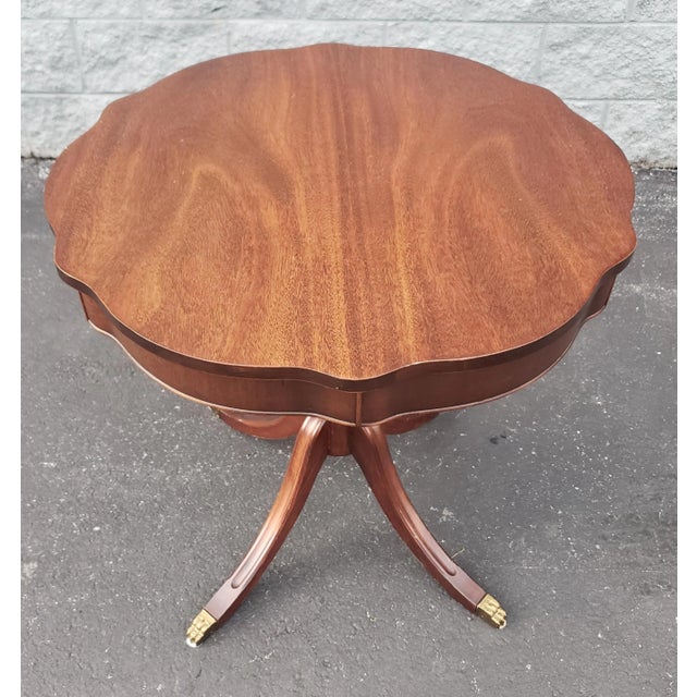 A beautifully refinished Mahogany Single Drawer quadpod pedestal drum table. Great condition. Measures 28" in width" 28"...