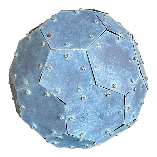 Monumental Vintage 32-Faceted Riveted Steel Geometric Sculpture For Sale